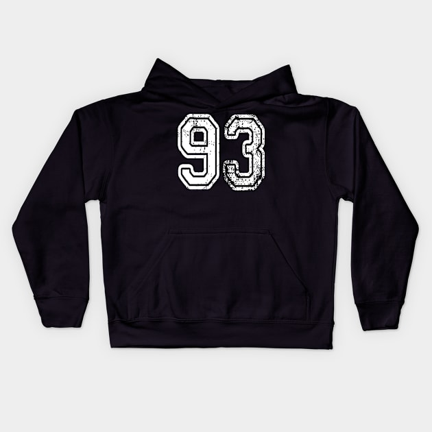 Number 93 Grungy in white Kids Hoodie by Sterling